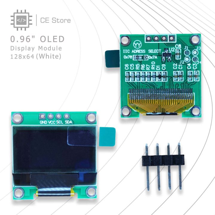 0.96 OLED Display Module (128x64) (White) - CE Store