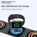 Tech Infinite 3 in 1 Foldable Wireless Charger Pad for iPhone Watch Earphone 15W Fast Charging for Airpods Magnetic Attached Safe Charging Wireless Charger Stand Foldable Magnetic Charger Dock Wireless Fast Charging Station for iPhone Watches Airpods. 
