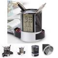 Alarm Clock Pen Pencil Holder Desk Organizer. 