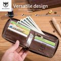 (Preorder)Bullcaptain RFID anti-theft brush zipper card holder men's leather wallet အမျိုးသားသုံးလက်ကိုင်အိတ်. 
