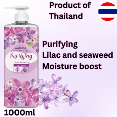 watsons purifying lilac and seaweed cream body wash 1000ml