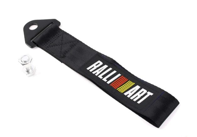 Car Towing Strap Tow Rope Hook ကားဆွဲကြိုး (Black RALLI ART Tow Belt)