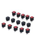 5Pcs 16mm Diameter Small Round Boat Rocker Switch Black Mini Round Black  Red 2Pin On Off Rocker Switch (Color : Red/Black 5PCS). 