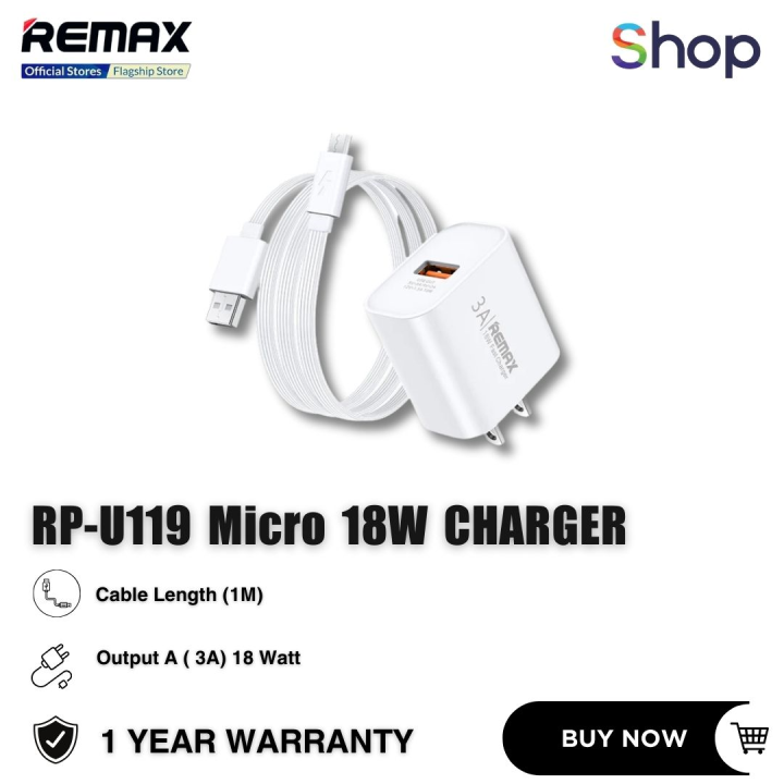 Remax - RP-U119 Kiddy Series 18W Fast Charger Set ( Micro ) | Shop.com.mm
