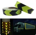 Vehicle Night Reflective Safety Warning Tape Sticker in Lime Green Black Arrow Reflection for Car Truck and Bus 100cm (3 feet). 
