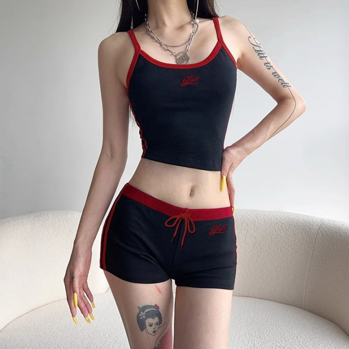 (Preorder)%20Women's%20red%20workout%20outfit,%20polyester,%202-piece%20set,%20camisole%20top%20+%20shorts,%20elastic%20waistband,%20drawstring,%20swimsuit%20#2447.%20-%20Image%205