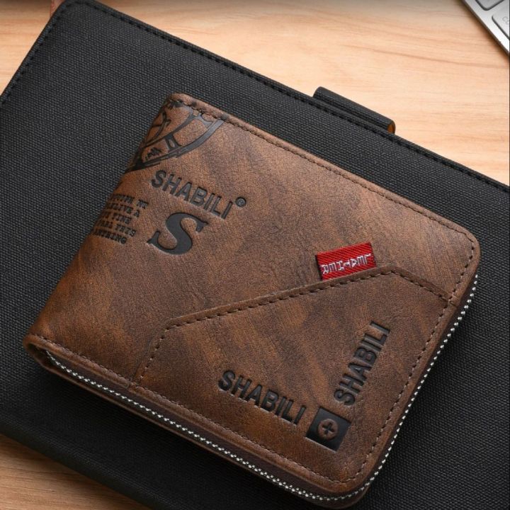 Vintage Men's Zipper Wallet PU Leather Short Coin Purse