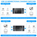 KVM USB 3.0 Bidirectional Switch Selector 2 to 1 PCs Sharing or 1 to 2 Hub for Keyboard Mouse Scanner Printer. 
