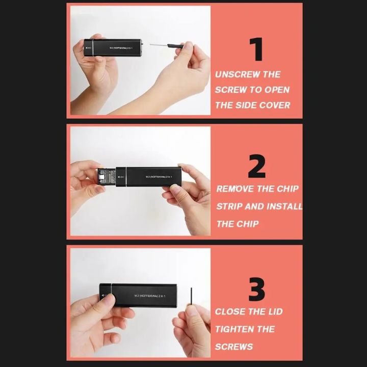 USB%203.1%20Type%20C%20Dual%20Protocol%20M2%20SSD%20Case%20M.2%20NVME%20NGFF%20SATA%20SSD%20Enclosure%20Adapter%2010Gbps%20External%20Enclosure%20Supports%20M%20and%20B&M%20Keys%20-%20Image%204
