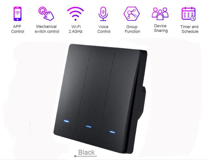 Tuya APP Three-way 10A WiFi smart rocker key switch smart WiFi wall key switch