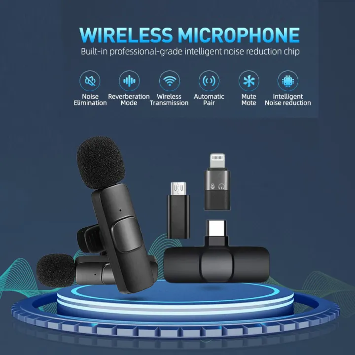 K9 Dual Wireless Lavalier Microphone Plug-Play Widely Compatible 20 Mtr Range Wireless Mic with Auto-sync Noise Reduction for Interview Recording, Live Stream, Vlog &YouTube | HIghEnd