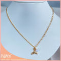 [Nay Jeweller] Golden Fish Tail with Pearl Dainty 925 Sterling Silver with Gold Plated Necklace. 