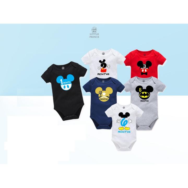 Newborn Mickey Mouse Monthly Onesies (Six Pcs)