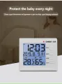 CHIGO Clock, Room Thermometer with Humidity Incubator Meter | Accurate Temperature Indicator | Wall Mounting LCD Digital Clock | Automatic Backlight (Blue Light) and No Backlight | Day with Date | Comfort Remider. 