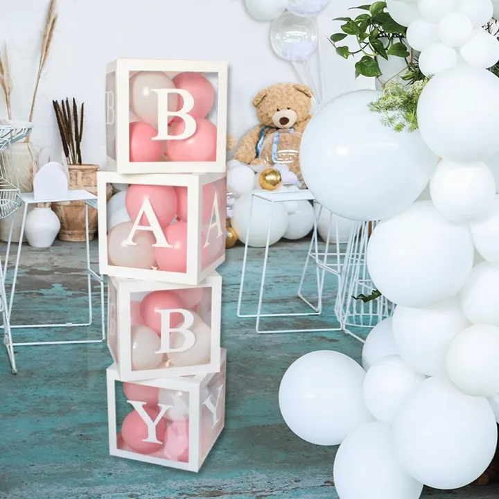 Baby Shower Decorations Large Transparent Balloons Decor Baby Box Baby Blocks Decorations for Baby Shower Boy Girl 1st Birthday Party Decorations by QIFU White Baby Blocks Daraz .np