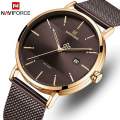 NAVIFORCE NF3008 Date Function Stylish Elegant Casual Quartz Watch For Men - Coffee. 