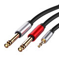 3.5mm to Dual 6.5mm Adapter Jack Audio Cable 3.5 to 6.5 AUX Cord 3.5 Jack Splitter for Guitar Mixer Amplifier Bass. 