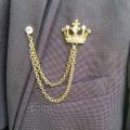 Gold Tone Crown Lapel Stick Brooch Pin. 