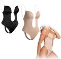 Invishaper Plunge Backless Body Shaper Bra, Backless Low Back Thong Bodysuits, Built-in Deep V Bra Body, Shaper Seamless Sexy Full Bodysuit, Party Dress Invisible Bras Shapewear. 