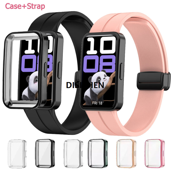 DISICHEN Silicone Magnetic Strap+Case For Huawei Band 10 9 Bracelet Replacement Soft Wristband For Huawei Band 8 TPU Protective Cover Bargain price
