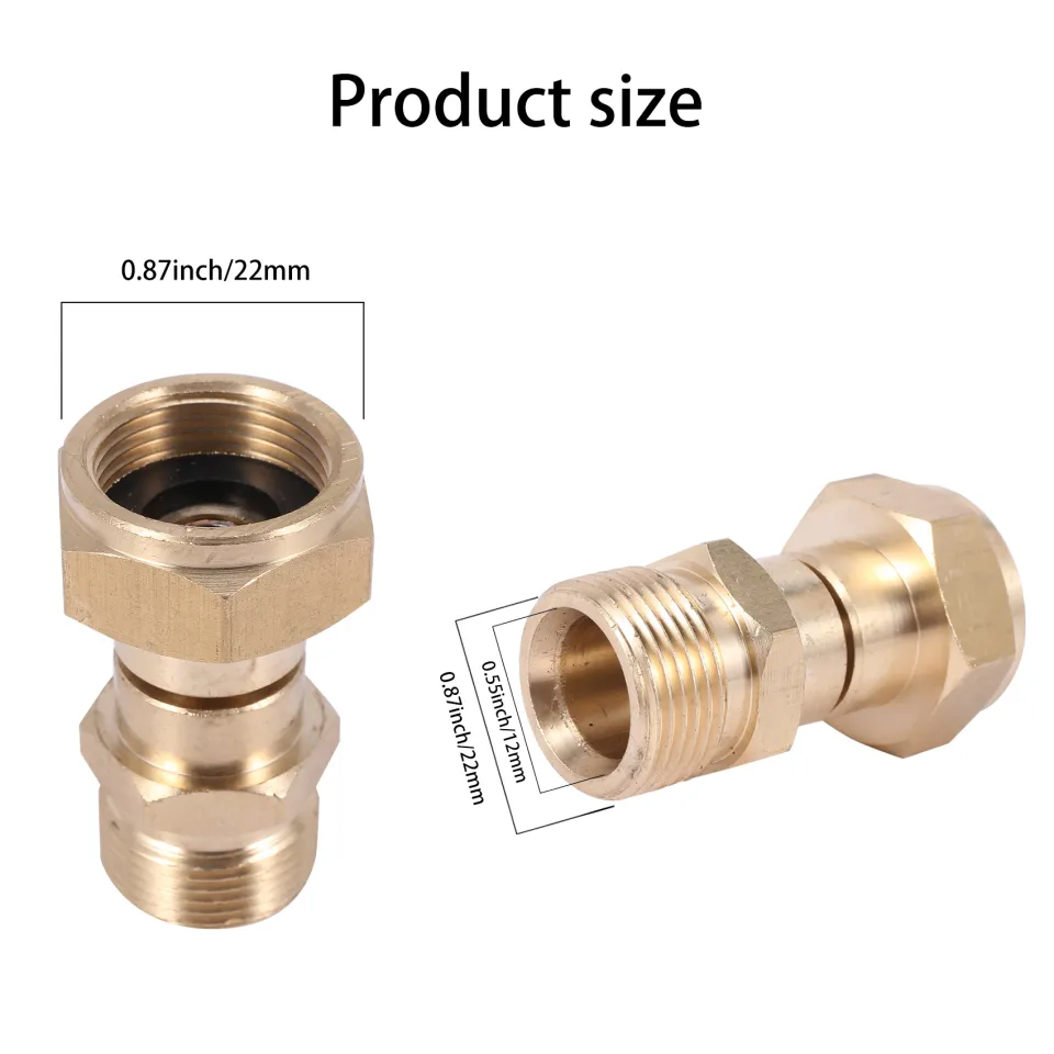 Raccord Pivotant Laveuse Haute Pression M22 14mm - Laiton, Couleur Cuivre, Neuf - Pour Tuyaux Et Adaptateurs
