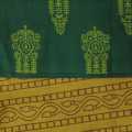 Green/Yellow Color Cotton Floral Design Unstitched Kurtha, Suruwal With Matching Shawl For Women. 