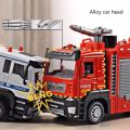 Realistic 1:32 Scale Fire Truck Model With Sound Light Pull-Back Function Water Spray Fire Rescue Toy Interactive Toy Engineering Vehicle Children Gifts. 