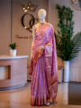 Dola Silk Saree With Golden Jari Work Blouse Piece Attached. 