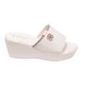 White Border Glitter Vincci Wedge Sandal For Women. 