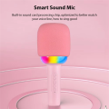 Speaker Portable Handheld Noise Reduction LED Lights Wireless BT Microphone for Home Blue. 