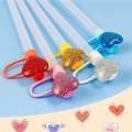 5 Pack Bling Hearts Covers Caps Stanely Cup Accessories Reusable Shining Love Silicone Straw Topper for 40 Oz Tumbler. 