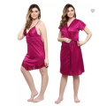Silk Bridal Nightgown Set Stylish Fancy Bridal Nighty Set For Women Free Size. 