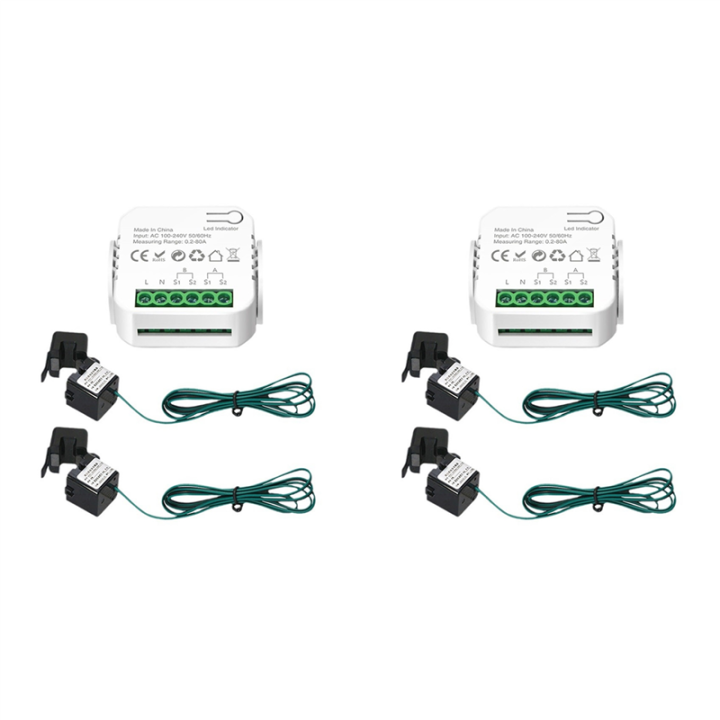 2X Tuya WiFi Smart Meter Digital Energy Meter 80A Current Transformer Solar PV Production Consumption Monitor 2CT
