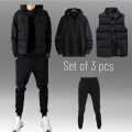 ShopMee Winter Men's Combo Pack Of Half Jacket,Hoodie And Jogger Set. 