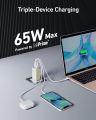 735 Anker USB C Wall Charger, GaNPrime 65W, 3-Port Fast Compact Foldable for MacBook Pro/Air, iPad Pro, Galaxy S22/S21, HP Spectre, Note 20/10+, iPhone 14/Pro, Pixel, and More. 