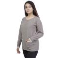 Round Neck Solid Mix Cashmere T-Shirt For Women. 