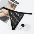 Rhinestones Attached T Back G-Sting Thong. 