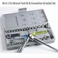 40 In 1 Wrench Tool Kit With Screwdriver And Socket Tool Box Set. 