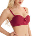 Hot Selling Fashion ladies lingerie no-hoop butterfly embroidery bra girl pleated anti slip big chest show small bra. 