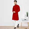 Red Pure Cotton Kurta Pajama Set For Men - Fashion | Kurtha For Men | Pajama Set For Men | Men'S Wear. 