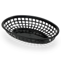 JAERBEE 48Pcs Plastic Basket Serving Tray French Fries Basket Oval Fast Food Tray Restaurant Bar Fries Food Service Tray Black. 