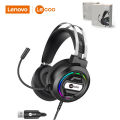 LECOO HT401 Head-mounted Headphone 3.5mm+USB/USB7.1 Wired Over-Ear Gaming Headset With Microphone with RGB Light for Game Players. 