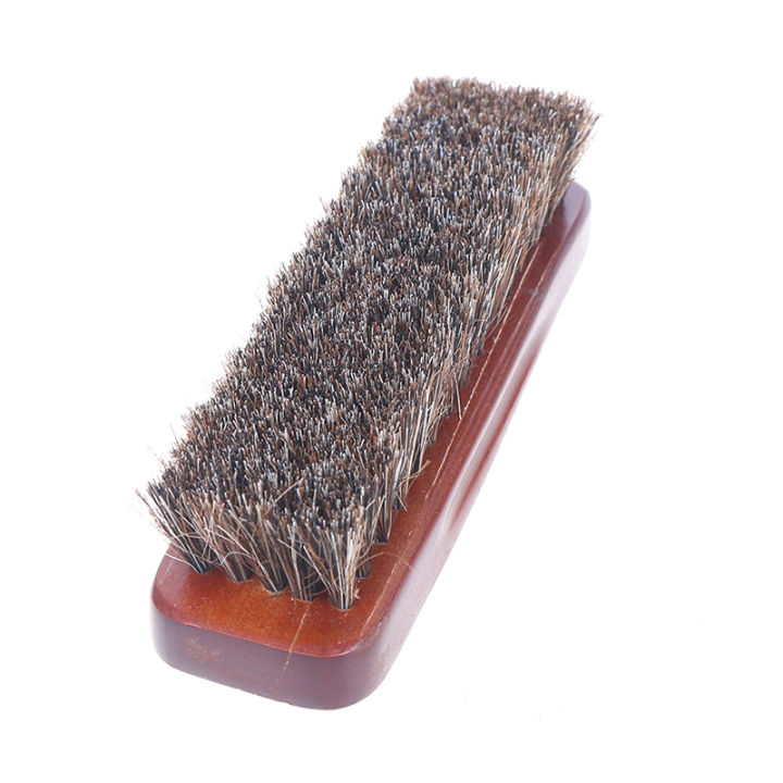 Natural wood Bristle Horse Hair Shoe Boot Brush Care Clean Shine Polish Brush Eatop