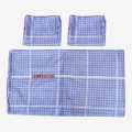 Blue Color Japanese Cotton Checked Printed Design 3Pcs Set Bedsheet/Pillow Cover King Size 225x240cm. 