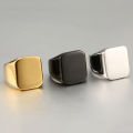 Wholesale High Polished Blank Men's Finger Rings Sliver And Gold Color Square Shape Stainless Steel Signet Ring For Men. 