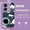 Jizetin for Realme C55 / Narzo N55 Back Cover Cloud Astronaut PU Leather For Girls Boys Soft Phone Case. 