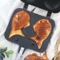 Kitchen Japanese Taiyaki Double Fish Shaped Hot Dessert Waffle Cake Maker Pan Japanese Pancake Double Pan Fry Pan Waffle Molds. 