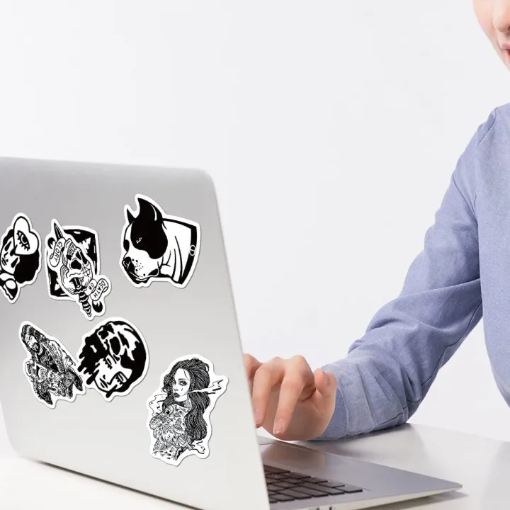 Artsy%20Home%2025/50pcs%20Black%20and%20White%20Punk%20Gothic%20Stickers%20for%20Laptops,%20Computers,%20Hydro%20Flasks,%20Skateboard%20and%20Travel%20Case%20-%20Image%204