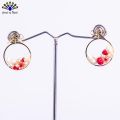 Golden/Multicolored Resin Art Circular Earrings For Women-Jewels of Nepal. 