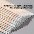 Double-Pointed Disposable Ultra-Small Cotton Swab Brush Lint Free Micro Wood Makeup Brushes Eyelash Extension Glue Removing Tool Natuo. 